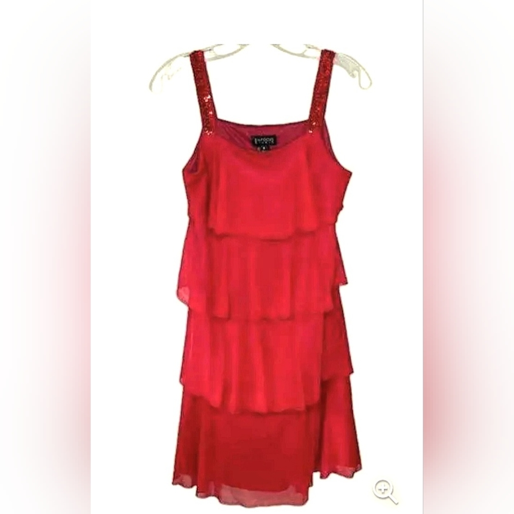 Enfocus Studio Size 10 Red Ruffle Dress